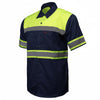 Milwaukee Motorcycle Clothing Co. Men’s Safeway Green/BlueMechanic Rider Ready Shirt w/ Reflective Strip MDM11614