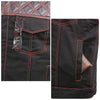 Milwaukee Leather MDM3036 Men's 'Wrecker' Black Denim and Leather Club Style Vest w/ Diamond Quilt Design
