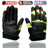 Milwaukee Leather MG7740 Women's Black Leather and Neon Green Mesh Racing Motorcycle Gloves W/ Padded Knuckle and Fingers