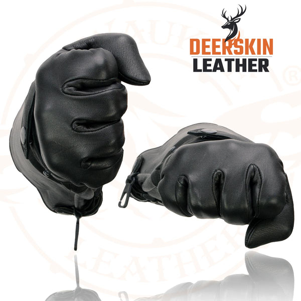 Milwaukee Leather Men's Gauntlet Motorcycle Hand Gloves- Deerskin Long Cuff with Snap Closure Thermal Lined-SH857