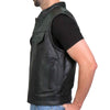 Hot Leathers VSM1052 Men's Black 'Patriotic' Conceal and Carry Leather Vest