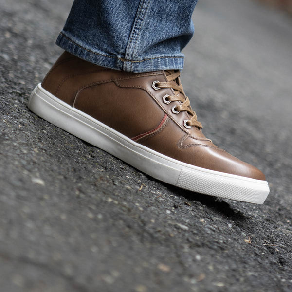 Milwaukee Leather MBM9154 Men's Cognac Leather High-Top Reinforced Street Riding Waterproof Shoes w/ Ankle Support