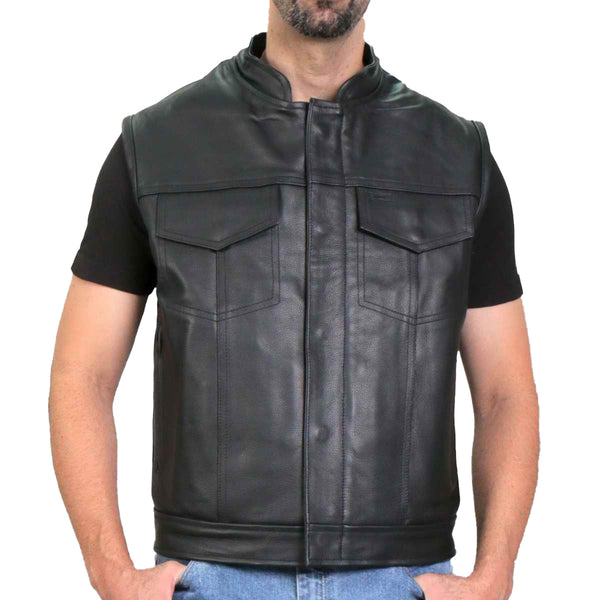 Hot Leathers VSM1052 Men's Black 'Patriotic' Conceal and Carry Leather Vest