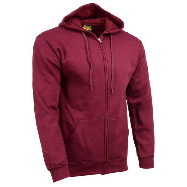 Biker Clothing Co. BCC118026 Men's Classic Maroon Zip-Up Hoodie Sweater