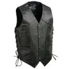 Event Leather EL5315 Black Motorcycle Leather Vest for Men w/ Side Lace- Riding Club Adult Motorcycle Vests