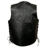 Event Leather ELM3940 Black Motorcycle Leather Side Lace Vest for Men w/ Eagle Head and Stars Emboss