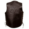 Event Leather ELM3940 Brown Motorcycle Leather Side Lace Vest for Men w/ Eagle Head and Stars Emboss