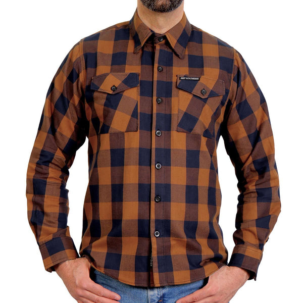 Hot Leathers FLM2016 Men's Brown and Navy-Blue Long Sleeve Flannel Shirt