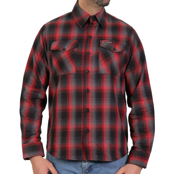 Hot Leathers FLM2017 Men's Red and Gray Long Sleeve Flannel Shirt