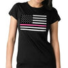 Hot Leathers GLR1515 Ladies Full Cut Thin Pink Line American Flag Black T-Shirt