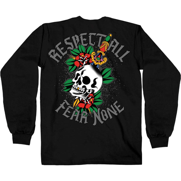 Hot Leathers GMD2514 Men's Black Respect All Fear None Long Sleeve T-Shirt