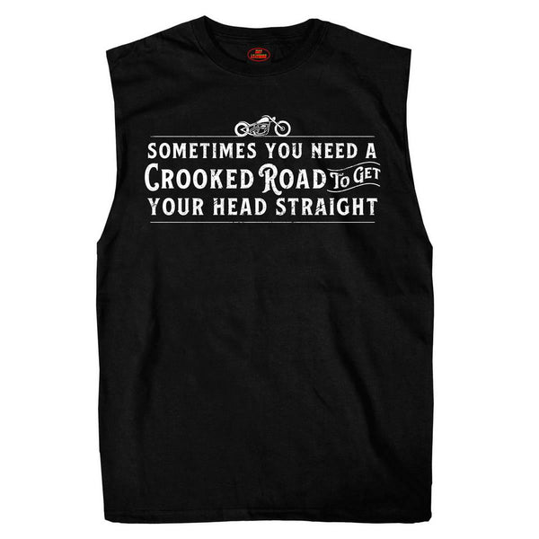 Hot Leathers GMT3438 Men’s Shooter Crooked Road Sleeveless Black Tank Top Shirt