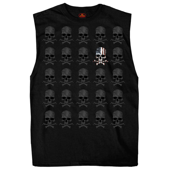 Hot Leathers GMT3440 Men’s Shooter Skull Pattern Sleeveless Black Tank Top Shirt