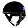 Hot Leathers HLD1005 Lady Lotus Gloss Black Motorcycle DOT Approved Skull Cap Half Helmet for Men and Women Biker