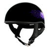 Hot Leathers HLD1005 Lady Lotus Gloss Black Motorcycle DOT Approved Skull Cap Half Helmet for Men and Women Biker