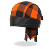 Hot Leathers HWH1109 Orange Buffalo Plaid Headwrap