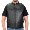 Hot Leathers VSM1037 Men's Black 'Zipper Pockets' Concealed and Carry Leather Vest