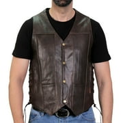 Hot Leathers VSM1040 Men's Retro Brown 'Side Lace' Club Leather Vest