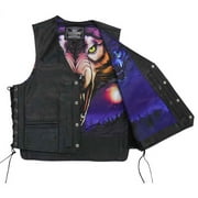 Hot Leathers VSM1062 Men's Black 'Lone Wolf' Conceal and Carry Side Lace Leather Vest