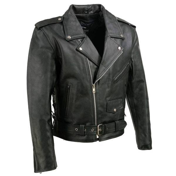 Event Leather EL5411 Men's Black Classic Side Lace Motorcycle Leather Jacket – Motorcycle Riding Jackets