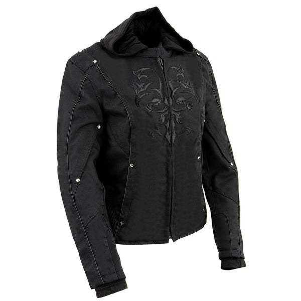 NexGen SH1939 Women's 'Reflective Tribal' Black 3/4 Textile Vented Jacket