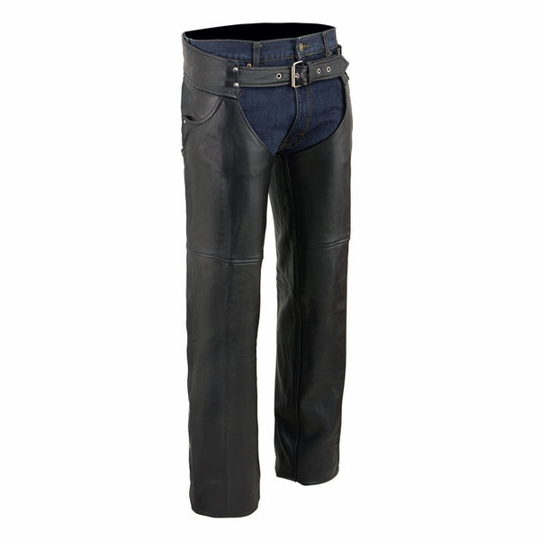 Milwaukee Leather Chaps for Men's Black Premium Leather - Classic Jean Style Pockets Motorcycle Chap - SH1101TALL