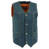 Milwaukee Leather DM1310 Men's Classic Blue Denim Western Style Cowboy Biker Vest w/ Snap Button Closure