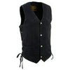 Milwaukee Leather DM1315 Men's Black Classic Denim Western Style Cowboy Biker Vest with Adjustable Side Laces