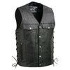 Event Leather EL5360 Black Motorcycle Leather Vest with Denim Style Pockets -Riding Club Adult Vests