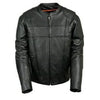 Milwaukee Leather LKM1705 Men's Black Side Stretch Vented Black Leather Scooter Jacket