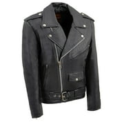 Milwaukee Leather Youth Size Classic Style Black Police Biker Leather Jacket LKY1950