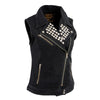 Milwaukee Leather MDL4030 Women's Black Denim Zipper Front Motorcycle Vest with Studded Spikes