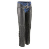 Milwaukee Leather Women's Black Premium Leather Motorcycle Rider Protective Chaps MLL6520