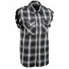 Milwaukee Leather MNG11694 Men’s Classic Black and White Button-Down Flannel Cut Off Frayed Sleeveless Casual Shirt