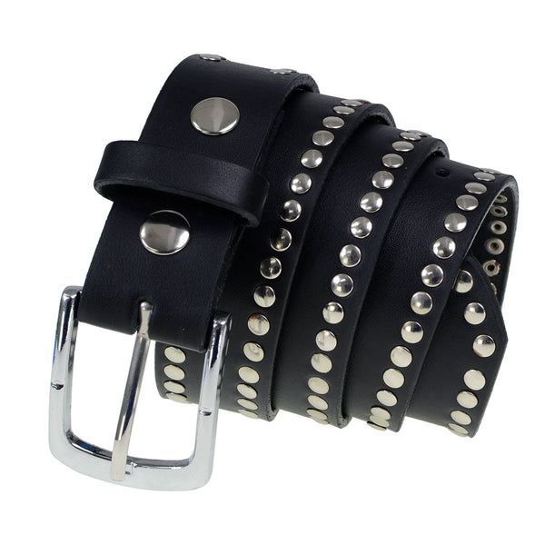 Milwaukee Leather MP7104 Men's Studded Black Genuine Leather Belt for Biker with Buckle - 1.5 inches Wide