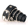 Milwaukee Leather MP7131 Men's Chrome Studded w/ Star Emblem Black Leather Biker Belt w/ Interchangeable Buckle -1.5 in Wide