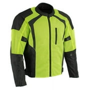 Milwaukee Leather MPM1793 Green High Vis Armored Mesh Motorcycle Jacket for Men - All Season Biker Jacket