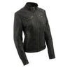 Milwaukee Leather SFL2801 Women's Racer Black Stand Up Collar Motorcycle Fashion Leather Jacket