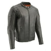 Milwaukee Leather SH1010 Men's 'Scooter' Black Vented Motorcycle Leather Jacket with Side Laces in Tall Sizes