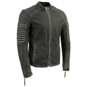 Milwaukee Leather Vintage SFM1808 Men's Black Leather Seamed Shoulder Zipper Front Jacket