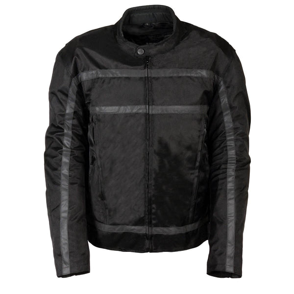 NexGen SH2095 Men's 'Racer' Black Textile Reflective Motorcycle Jacket