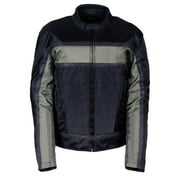 NexGen SH2095 Men's 'Racer' Black and Grey Reflective Textile Motorcycle Jacket