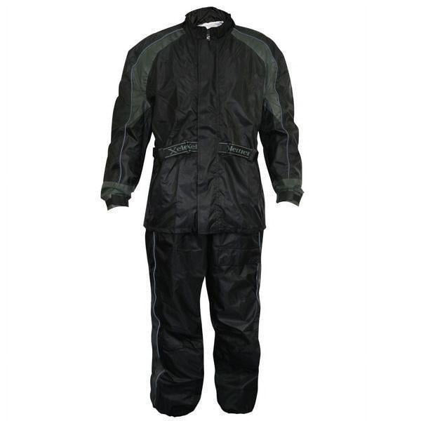 Xelement RN4727 Men's Black Two-Piece Armored Motorcycle Rain Suit