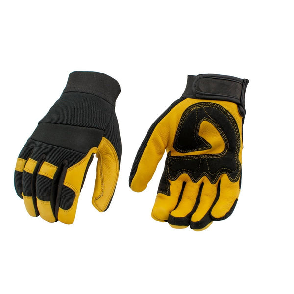 Xelement XG37548 Men's Yellow and Black Full Grain Deerskin Gloves