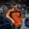 Milwaukee Leather MDM11670.144 Men's Black w/ Orange Button Up Heavy-Duty Work Shirt for | Classic Mechanic Work Shirt