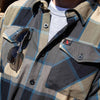 Milwaukee Leather Men's Flannel Plaid Shirt Beige with Black and Blue Long Sleeve Cotton Button Down Shirt MNG11639