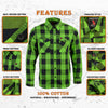 Milwaukee Leather MNG11656 Men's Flannel Plaid Shirt Black and Neon-Green Long Sleeve Cotton Button Down Shirt