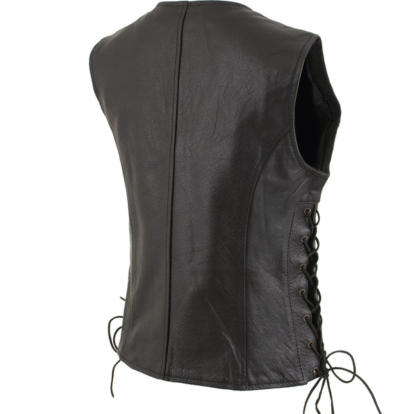 Xelement B277 Women's Black 'Mistress' Side Lace Motorcycle Leather Vest