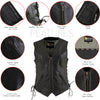 Xelement B277 Women's Black 'Mistress' Side Lace Motorcycle Leather Vest