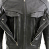 Xelement B4495 Men's Black 'Bandit' Buffalo Leather Cruiser Motorcycle Jacket with X-Armor Protection